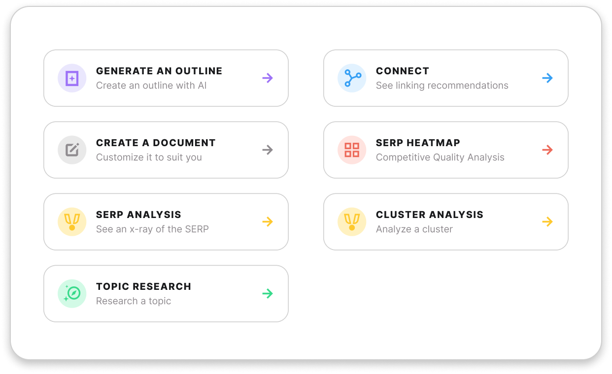 List of options for segmenting pages for action